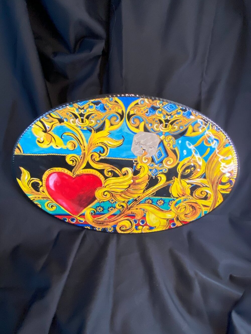 Baci Milano Le Gioie Baroque Heart Large 20" Oval Melamine Platter